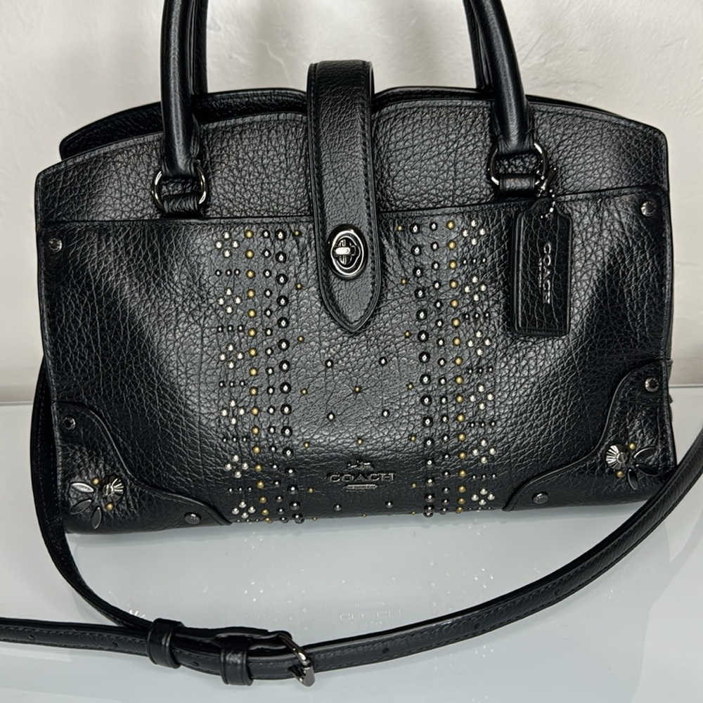 Coach gun metal black bandana studded Mercer satchel 24 - Picture 3 of 15